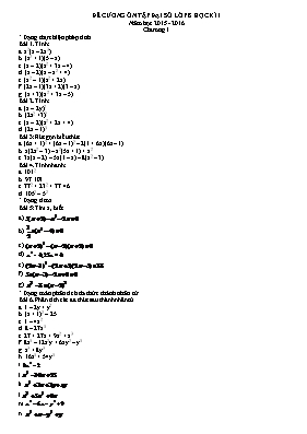 Đề cương ôn tập Đại số lớp 8 học kì I năm 2015 - 2016